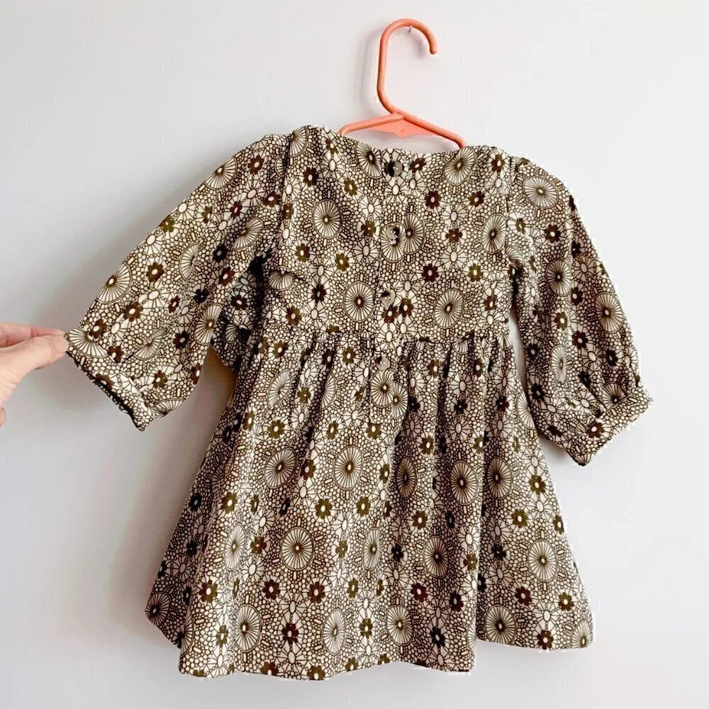 NWT Kate Quinn Organics Baby Girl Long Sleeve Party Bow Nairobi Dress 18-24 mons